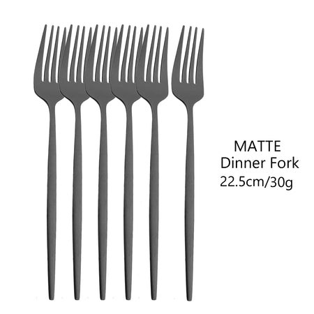 KNGZI 6Pcs Matte Stainless Steel Dinner Fork Set &ndash; Eco-Friendly Design Black