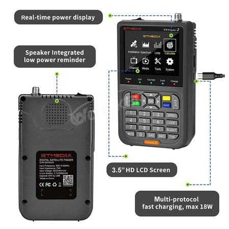 Woopker V8 Finder2 DVB-S2 1080P Satellite Finder Digital FTA DVB-S/S2/ S2X Signal Detector Receiver LCD Screen for Adjusting Sat