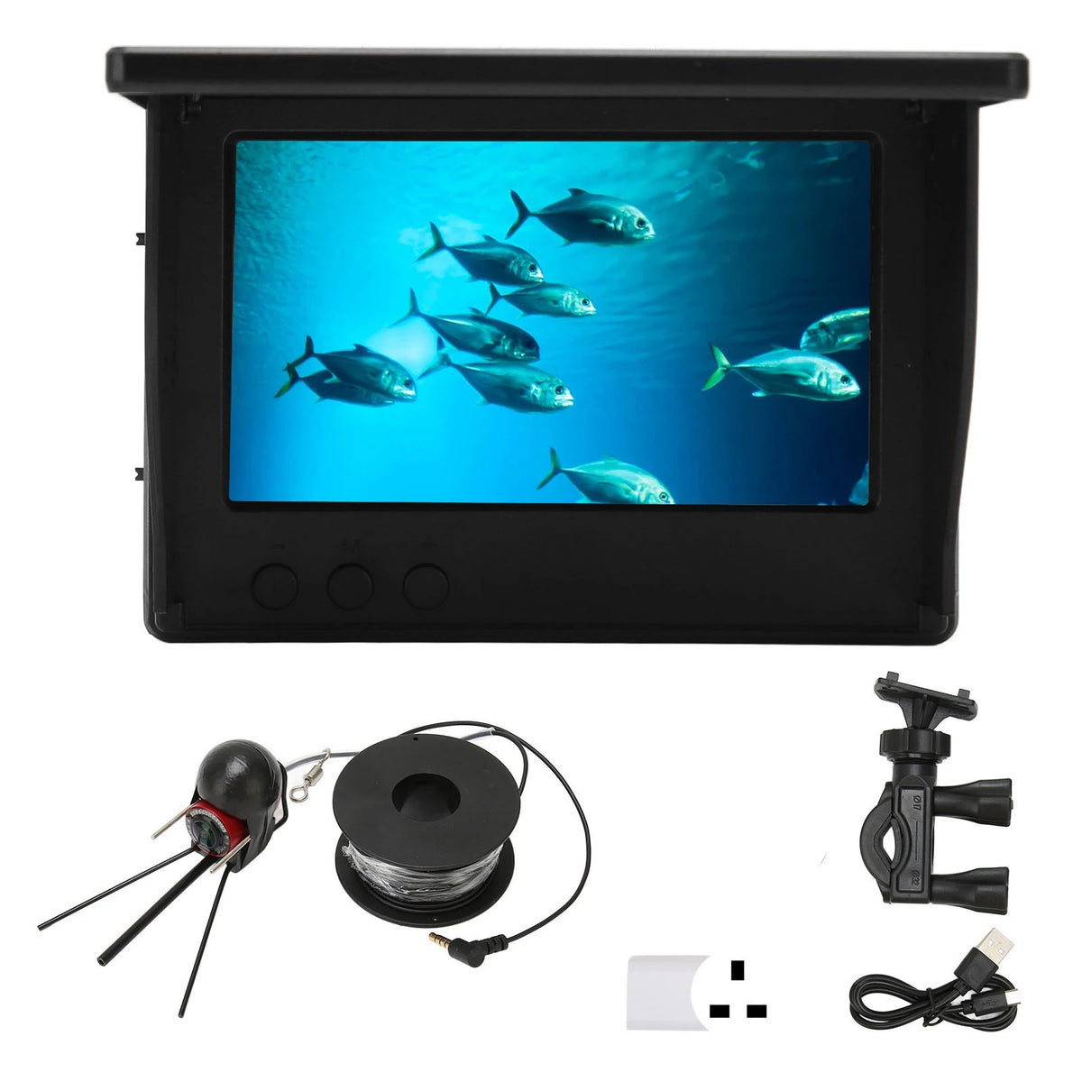 4.3&quot; TN HD Underwater Fishing Camera - IP68 Waterproof Fish Finder with Night Vision UK Plug 15m