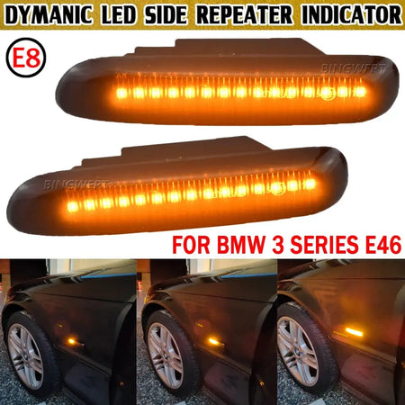 2pcs Sequential Flashing LED Turn Signal Side Marker Light For BMW 3 Series E46 Sedan Coupe Wagon Convertible 1997-2001 by InterCyprus Trading Ltd