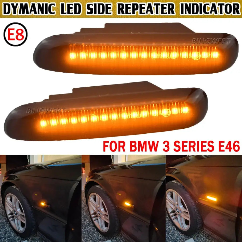 2pcs Sequential Flashing LED Turn Signal Side Marker Light For BMW 3 Series E46 Sedan Coupe Wagon Convertible 1997-2001 by InterCyprus Trading Ltd