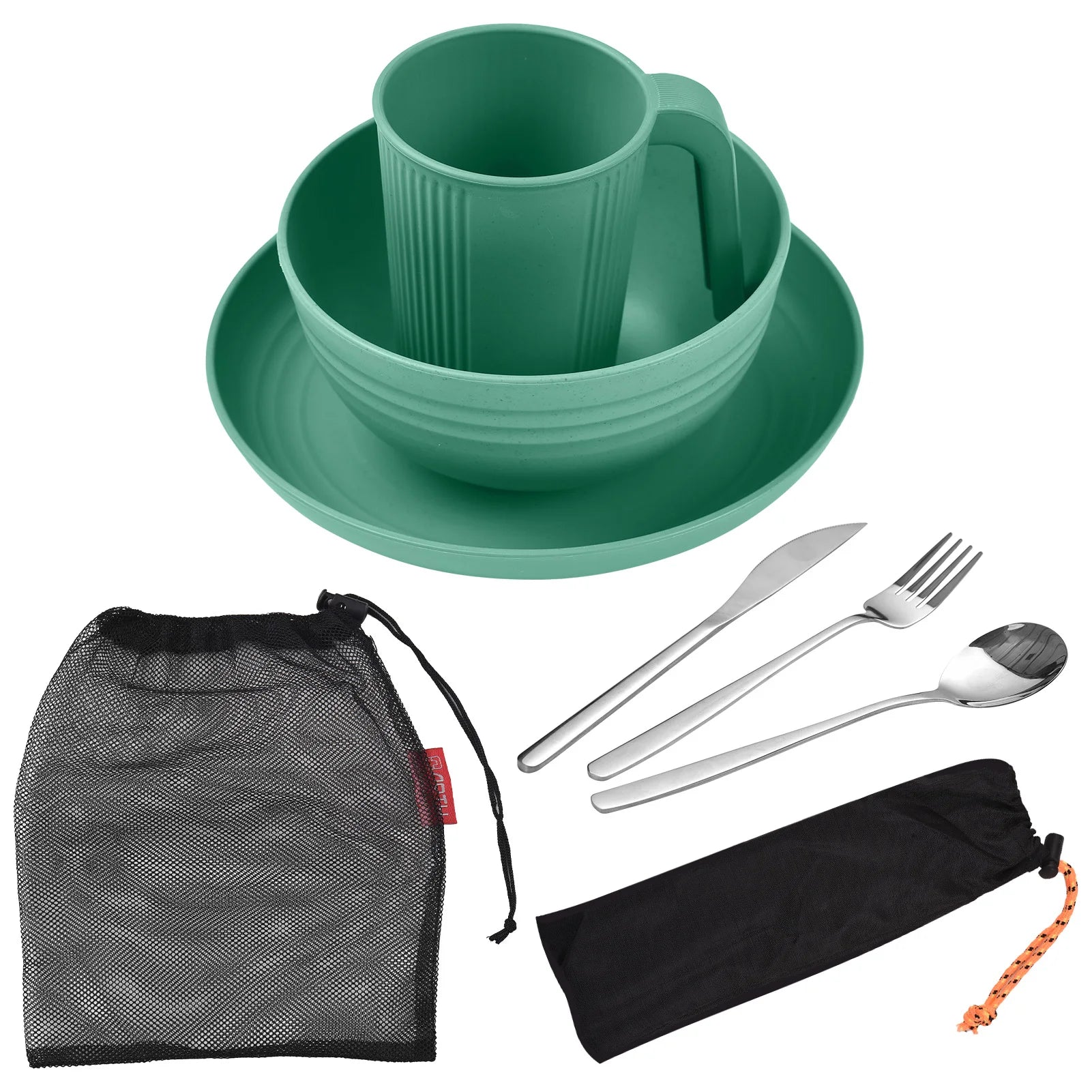 Camping Utensils Set 2 Wheat Straw Mess Kit &ndash; Lightweight 1set 2