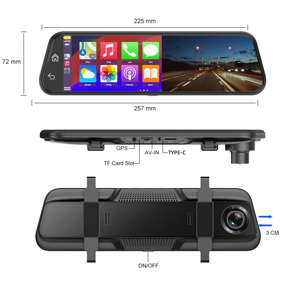 ACCEO 4K Dashcam Mirror Car Dvr &ndash; 10 Inch Touchscreen