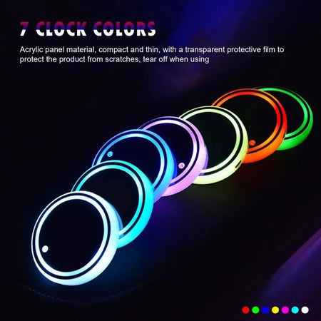 7 Color Changing LED Car Cup Holder Lights &ndash; Ambient Lighting