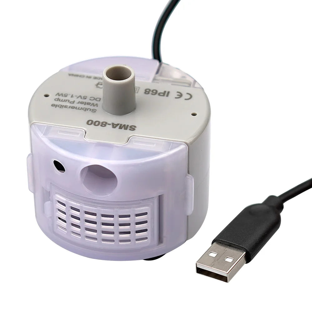 SMA-800 USB Interface Round Water Pump &ndash; USB Powered Durable Stainless Steel Pet Water Dispenser water storage