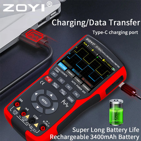 ZOYI ZT-703S Upgrade 50MHz Handheld Digital Oscilloscope &ndash; 3 in 1 Dual Channel Automotive Tool