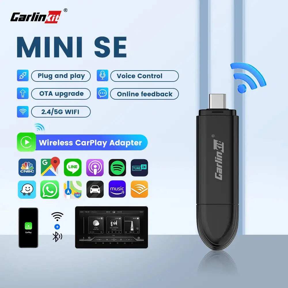 2024 CarlinKit Mini SE CarPlay Wireless Adapter Plug N Play