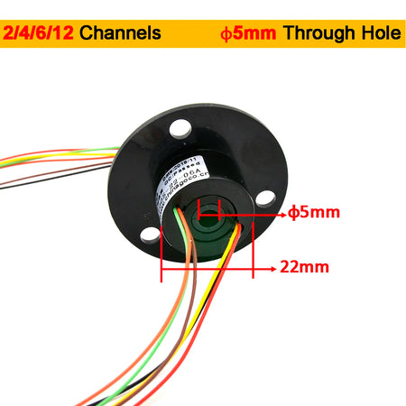2A Hollow Shaft Slip Ring 5mm Through Hole &ndash; Multi Channel
