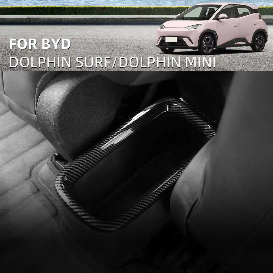 BYD Dolphin Rear Console Sticker Cover with ABS Carbon Fiber Pattern
