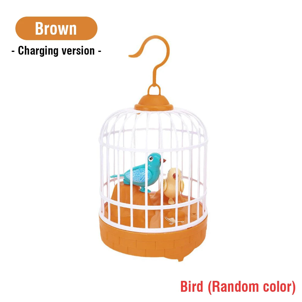 Funny Electric Voice Controlled Bird &ndash; Interactive Sound and Light Simulation Brown Charging