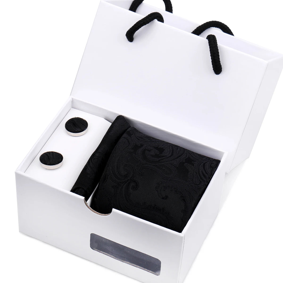 Luxury Men's Paisley Tie Set with Pocket Square &amp; Cufflinks in Gift Box W08