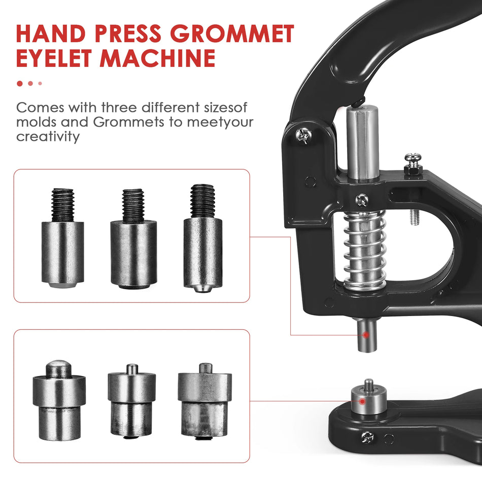 Håndpresset Øjeværktøj Grommet Maskine 3 Døds 0 2 4 3000 Stk