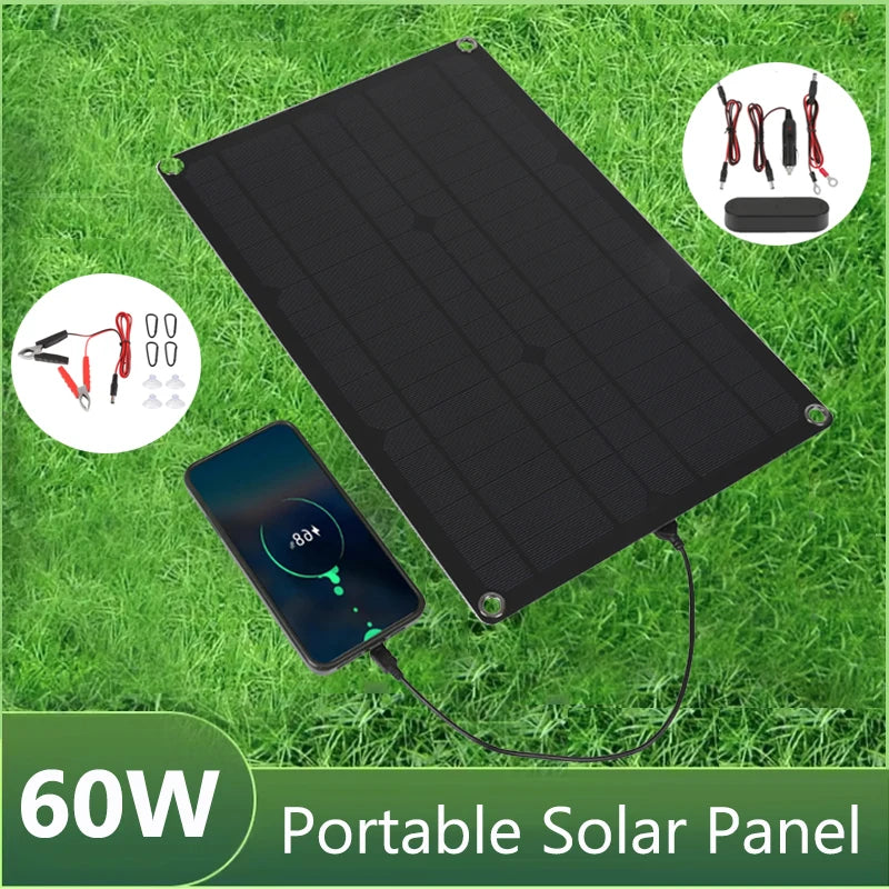 Luxuglow 60W Solar Panel Kit &ndash; USB and DC Output Charger