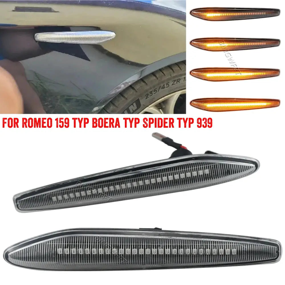 For Alfa Romeo 159 Typ 939 2005-2011 Brera Typ 939 2005-2011 Dynamic LED Side Marker Blinker Turn Signal Light Canbus Error Free by InterCyprus Trading Ltd