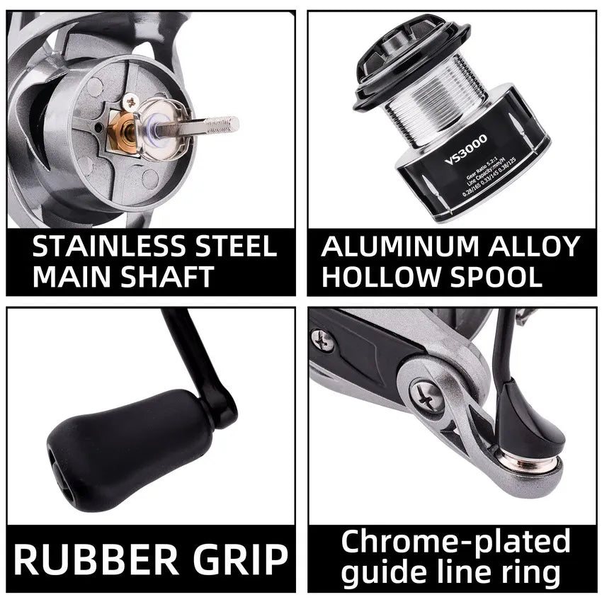 Spinning Reels 8KG-10KG Max Drag Fishing Reel with Metal Handle - Saltwater Ready