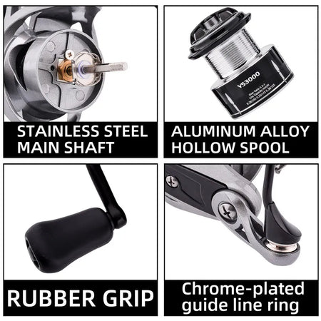 Spinning Reels 8KG-10KG Max Drag Fishing Reel with Metal Handle - Saltwater Ready