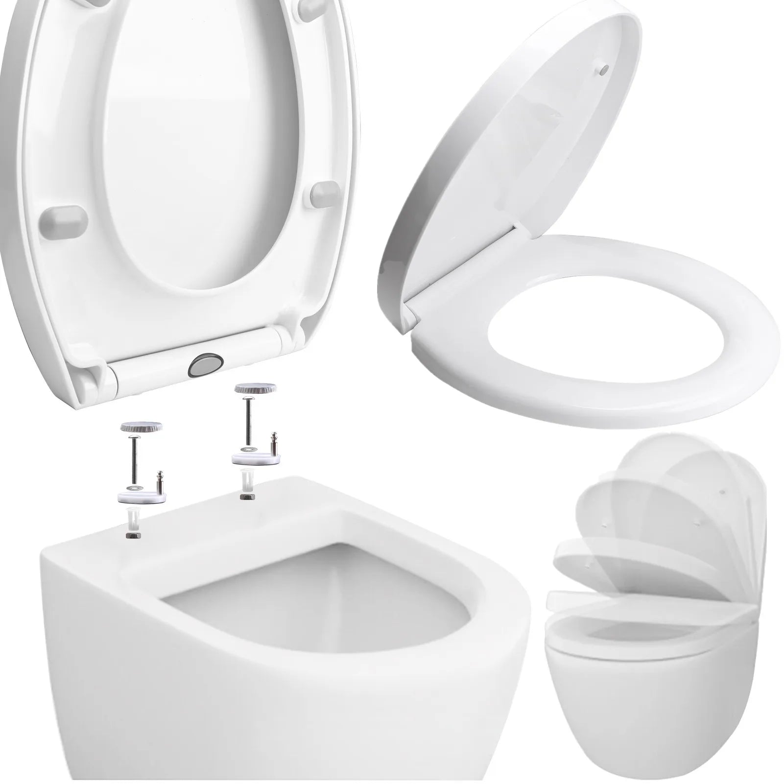 Slow Close Toilet Seat - Quiet Hinges For Smooth Closing