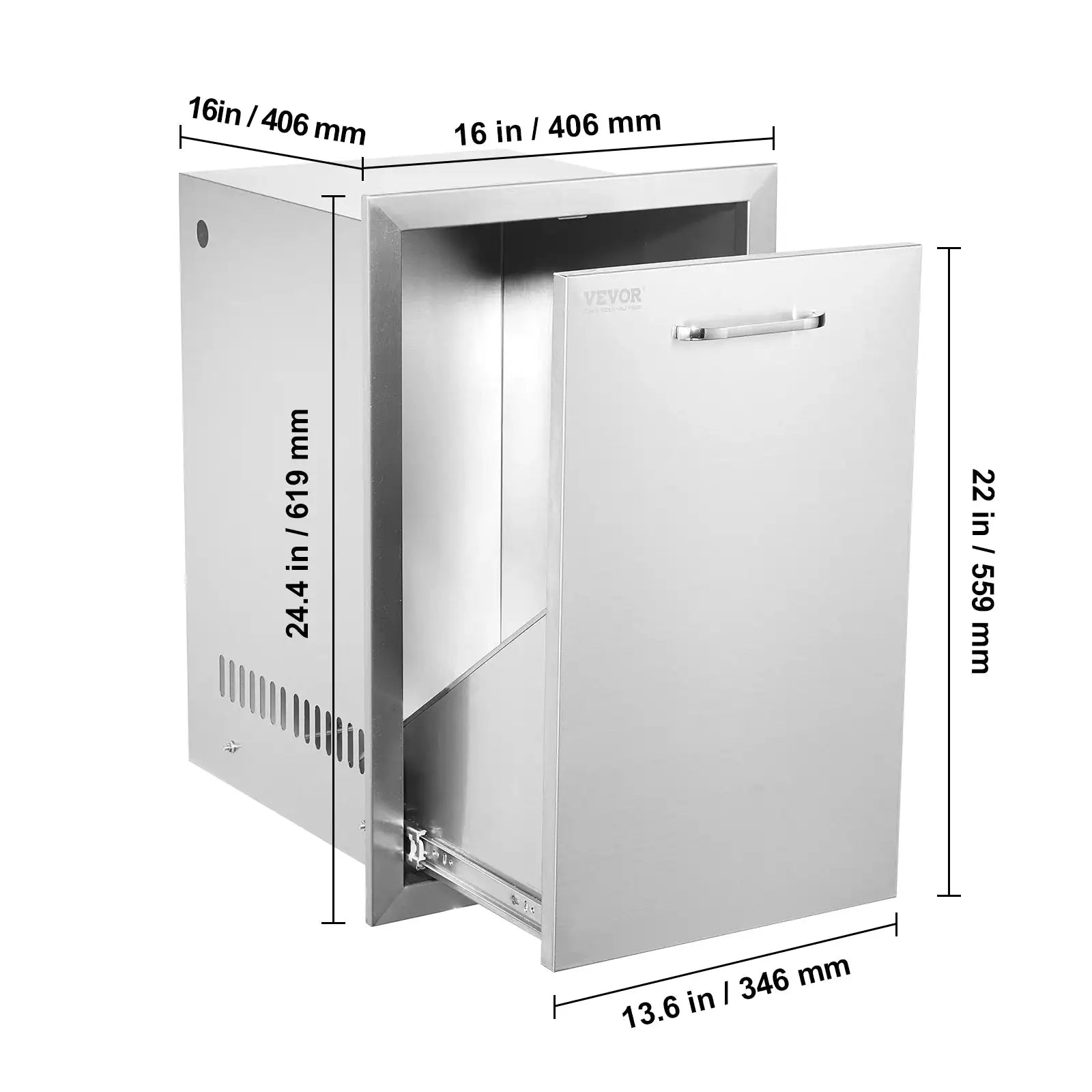 Stainless Steel Pull Out Trash Drawer For Propane Tank Type B / Poland