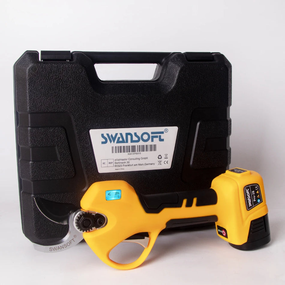 SWANSOFT SW-PRU28 Electric Pruning Shears with Carbon Steel Blades, LED Display