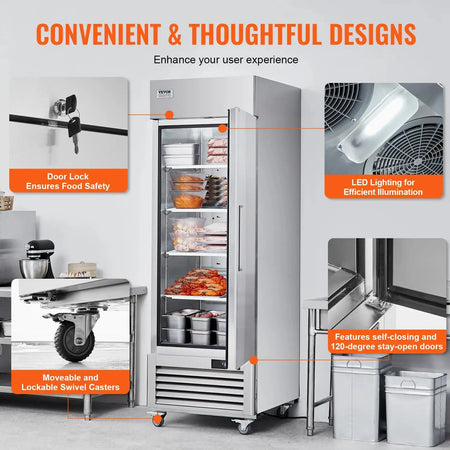 VEVOR Commercial Freezer Reach In Single Door Auto Defrost