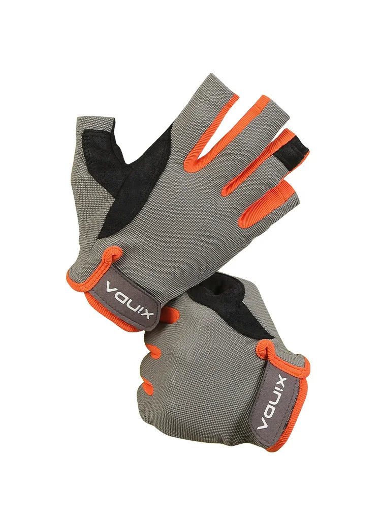 XINDA HST04 Half Finger Leather Gloves - Anti Slip Grip