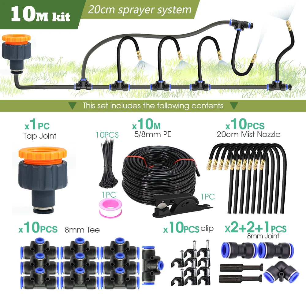 Universal Misting Sprayer Kit for Garden Irrigation and Cooling E-10Mkit