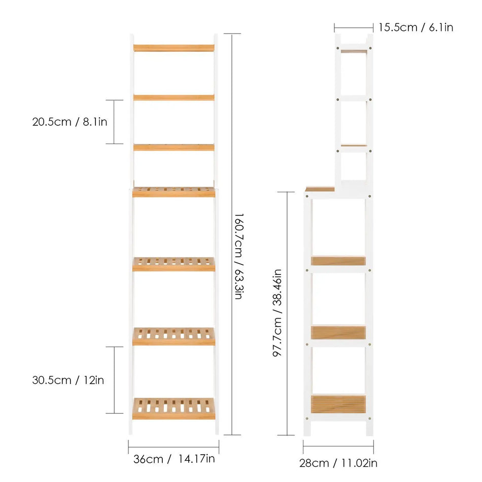 Getone Bamboo Freestanding Kitsas Riiul 7 Tasandit 160x36x28