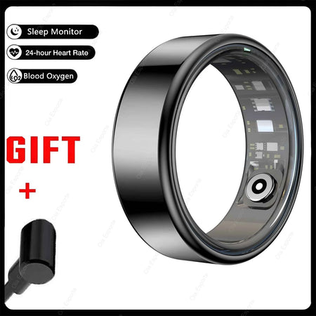 Smart Ring with Heart Rate, Sleep Monitoring &amp; Multiple Sports Modes - Waterproof Fitness Ring Black 1 / 10