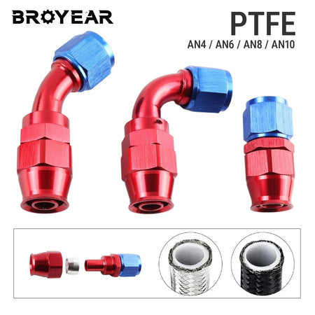 PTFE Swivel Hose End Fitting Kit, AN4/6/8/10, 0-180 Degree Adapter by InterCyprus Trading Ltd