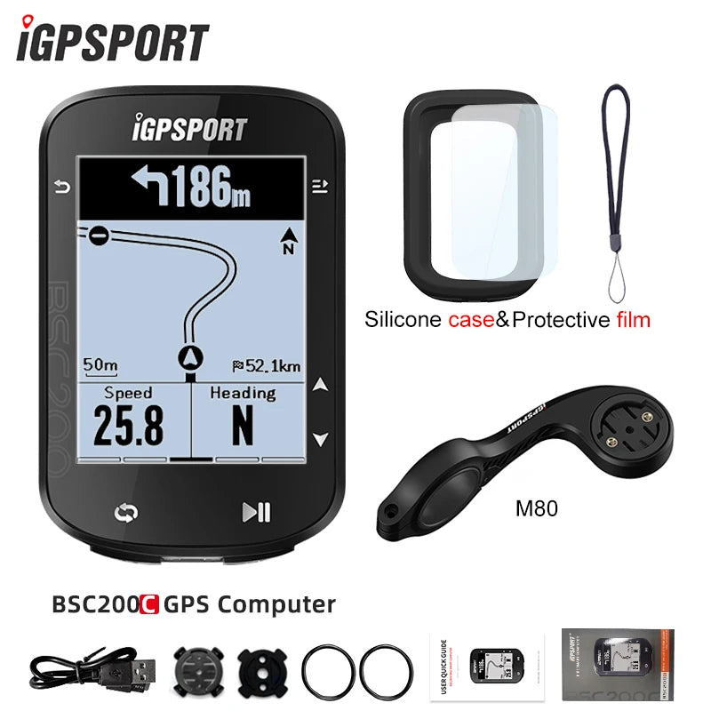 IGPSPORT BSC200 &ndash; Wireless GPS Navigation and Cycling Odometer BSC200C with M80