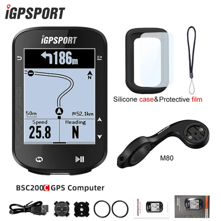 IGPSPORT BSC200 &ndash; Wireless GPS Navigation and Cycling Odometer BSC200C with M80