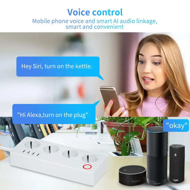 Pametna WiFi podaljšek z USB priključki, merilnik porabe, Alexa in Google Assistant
