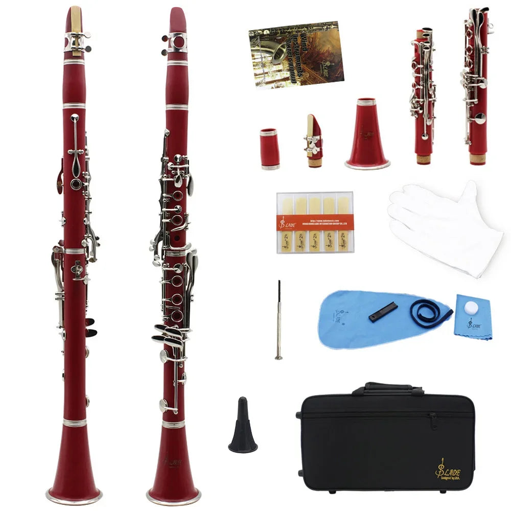 SLADE Bb 17 Keys Bakelite Clarinet &ndash; Includes Box Reed red