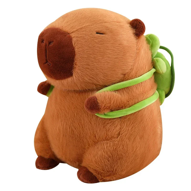 Adorable Capybara Plush Toy with Turtle Backpack 15cm