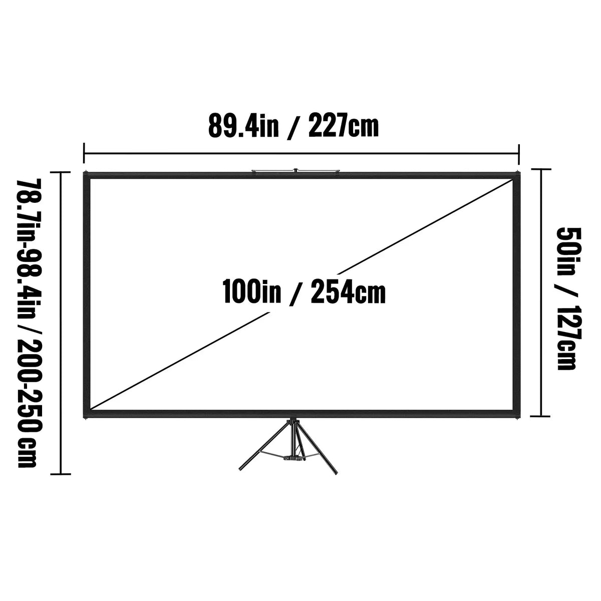 100 Inch Tripod Projector Screen 16x9 4K HD