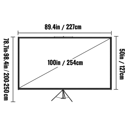 100 Inch Tripod Projector Screen 16x9 4K HD