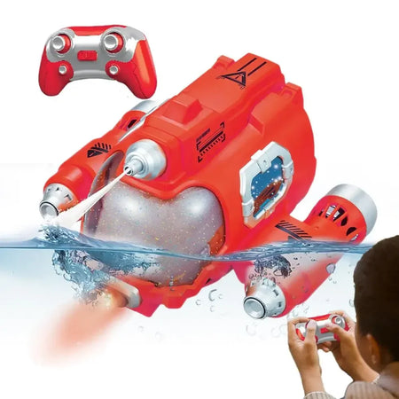 RC Boat With Spray Light &ndash; Waterproof Dual Propeller Red