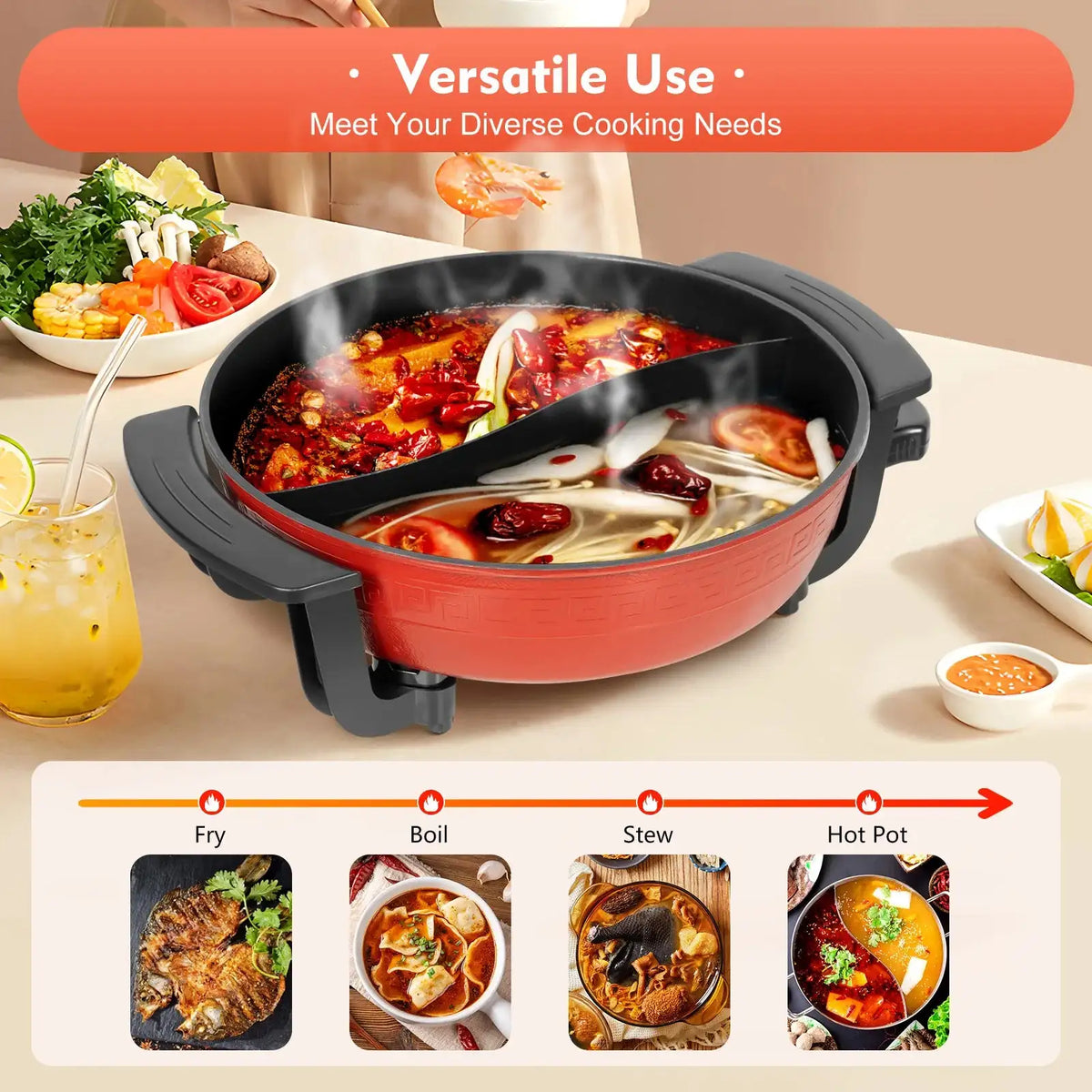 1360W Electric Hot Pot &ndash; Large 6L Capacity For Gatherings