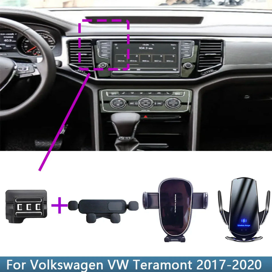 Volkswagen Teramont Trådlös Laddning Bil Telefonhållare Bas