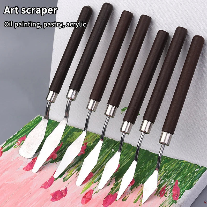 7Pcs Stainless Steel Oil Painting Knives Set &ndash; Mixing Knives