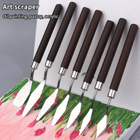 7Pcs Stainless Steel Oil Painting Knives Set &ndash; Mixing Knives