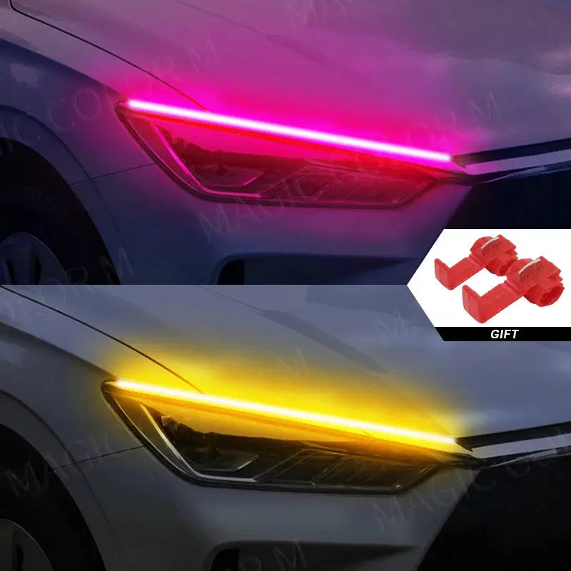 2 PCS DRL Car Flexible LED Daytime Running Lights Turn Signal Lamp Headlight Waterproof 30cm 45cm 60cm White Red Yellow Blue by InterCyprus Trading Ltd