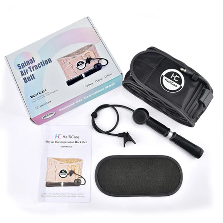 Inflatable Waist Belt With Air Pump - Lumbar Support black