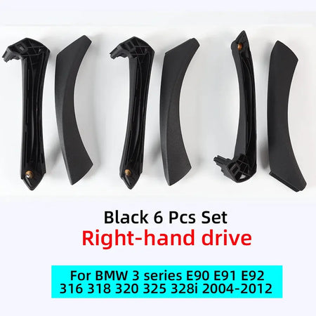 6 Pcs Set Interior Door Handles with Cover Trim Gray Beige Black for BMW 3 Series E90 E91 E92 316 318 320 325 328i 330 335 by InterCyprus Trading Ltd