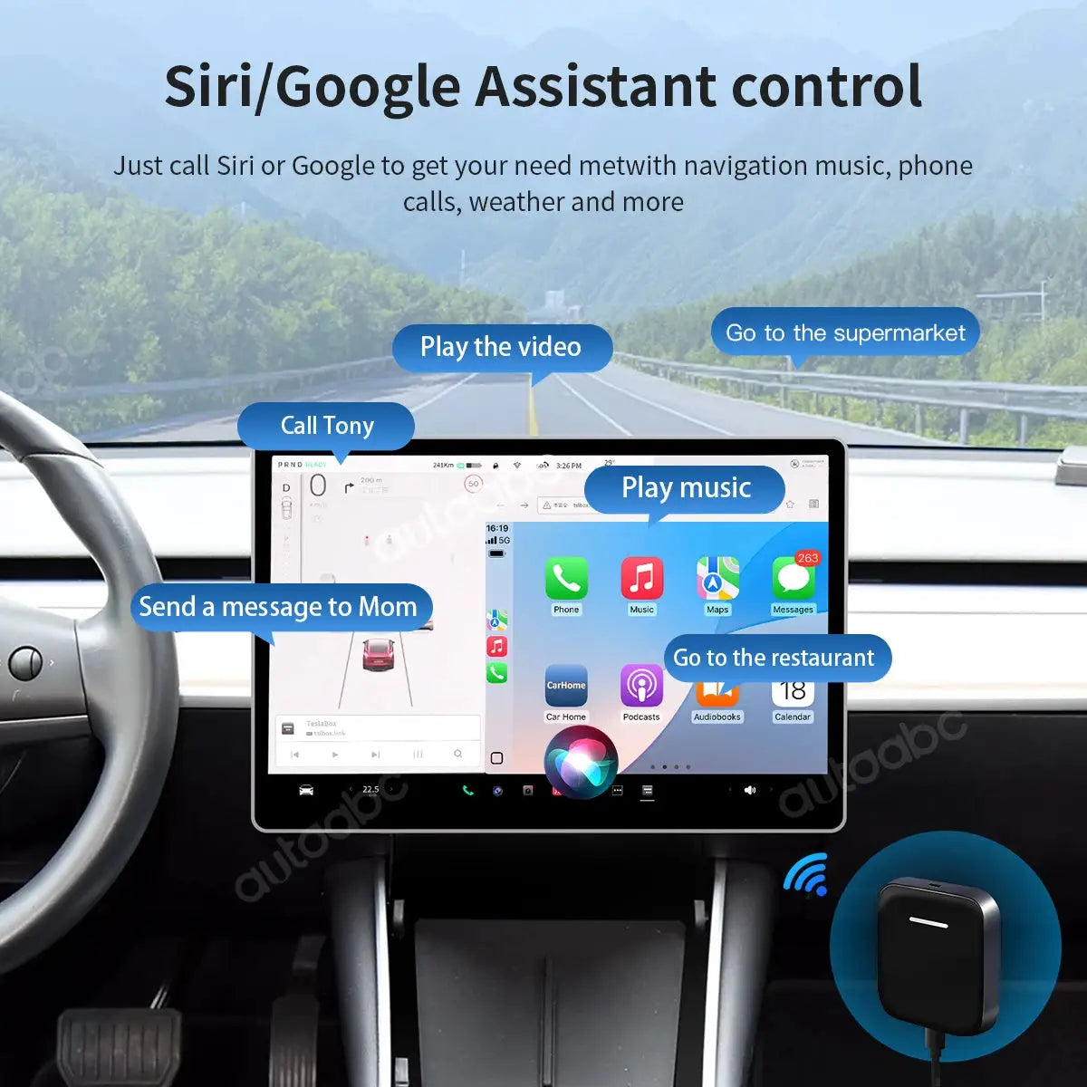 AUTOABC Wireless Browser Android Smart Ai Box Adapter For Tesla Model 3 Y X S Dual Wifi/Bluetooth Android 13 Multimedia by InterCyprus Trading Ltd