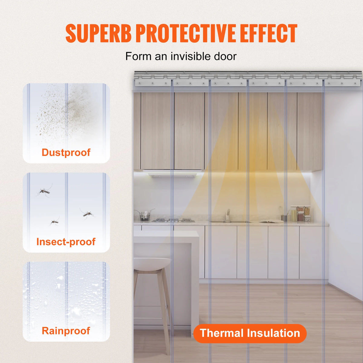 SucceBuy PVC Clear Strip Curtain 84x38 48 60 &ndash; Windproof