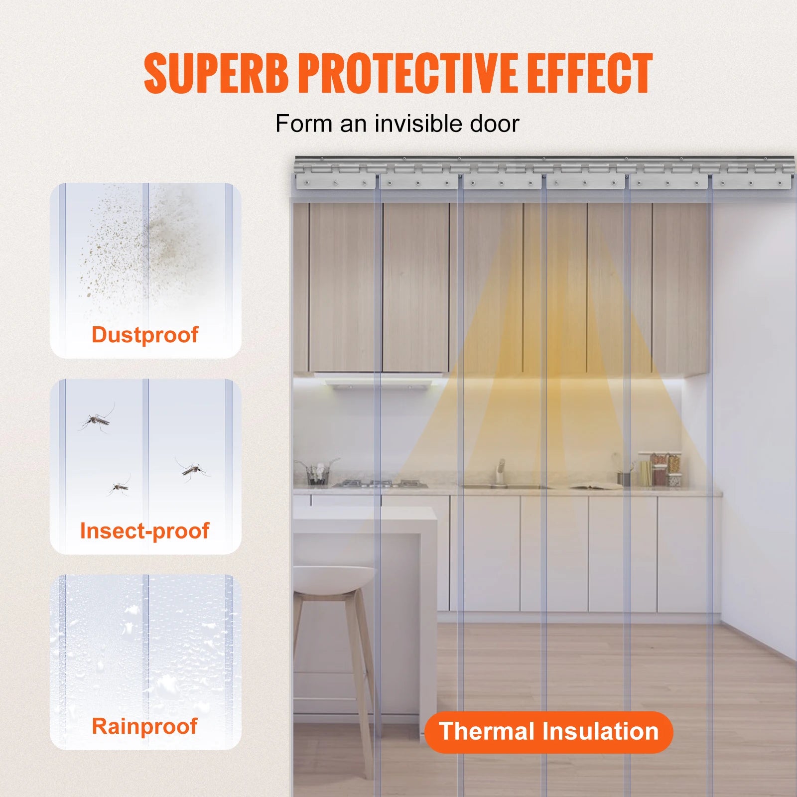 SucceBuy PVC Clear Strip Curtain 84x38 48 60 &ndash; Windproof