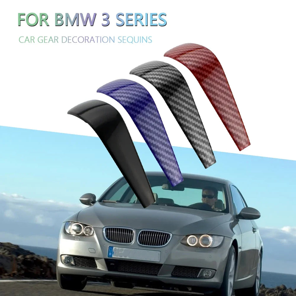 Shift Knob Cover for BMW 3 Series E90 E91 E92 E93 Chrome ABS Carbon Fiber Trim 2006-2012