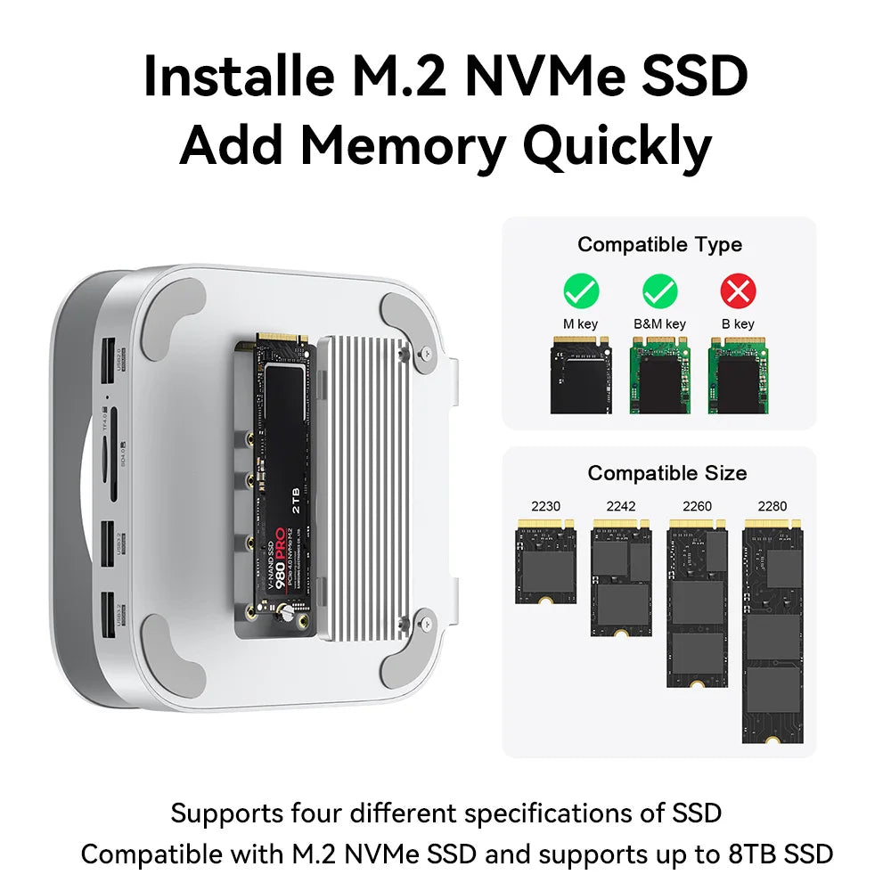Mac Mini USB C Hub With M.2 SSD Enclosure &ndash; Type-C Dock