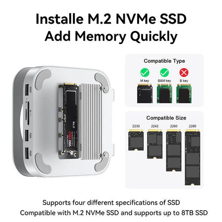 Mac Mini USB C Hub With M.2 SSD Enclosure &ndash; Type-C Dock